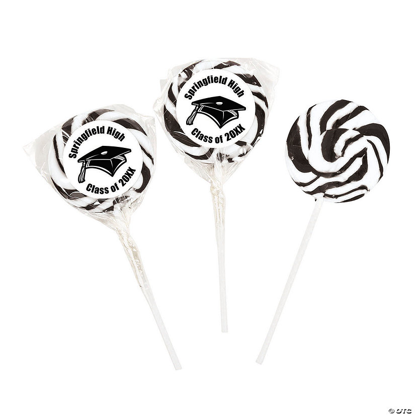 Personalized Black Graduation Swirl Lollipops Oriental Trading