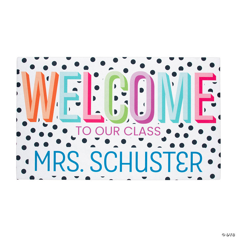 Personalized Black Polka Dot Welcome to Class Door Mat Image
