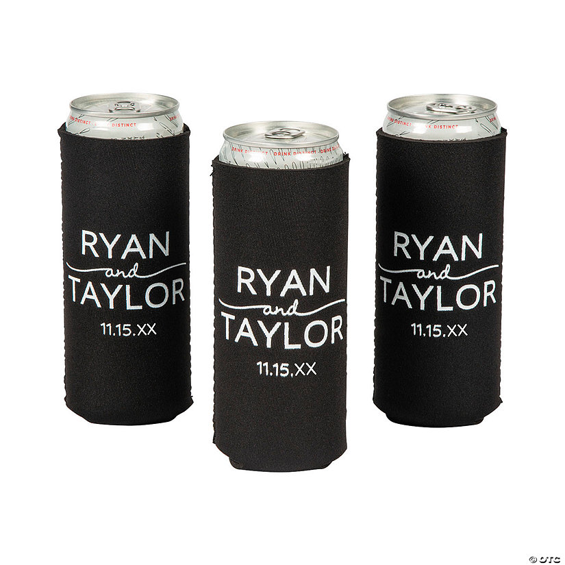 Personalized Black Premium Names Slim Fit Can Coolers 48 Pc