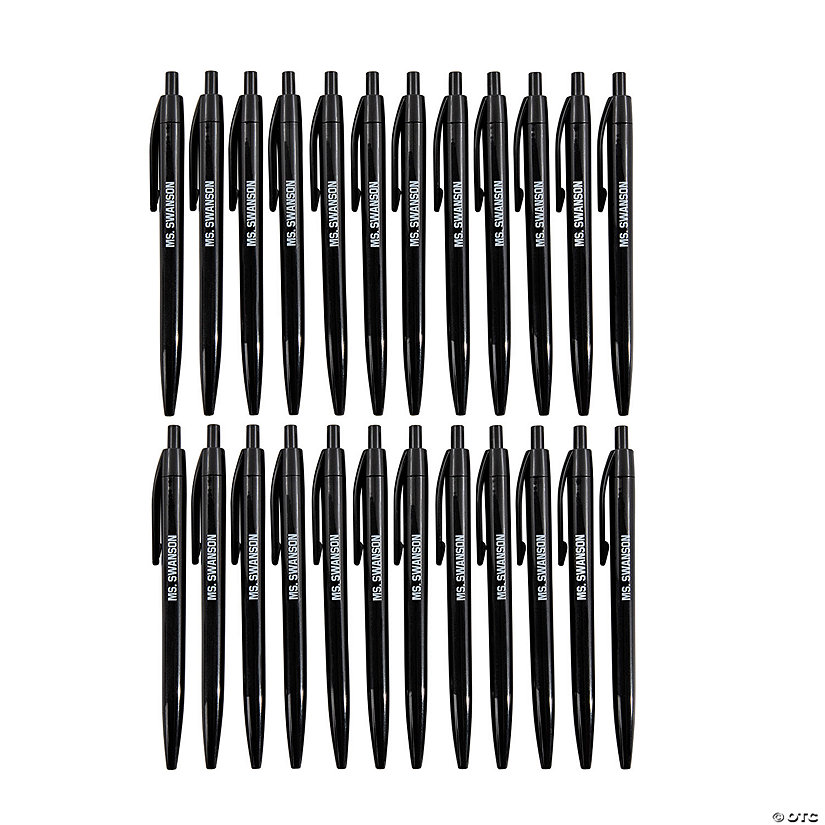 Personalized Black Retractable Pens - 24 Pc. Image Thumbnail