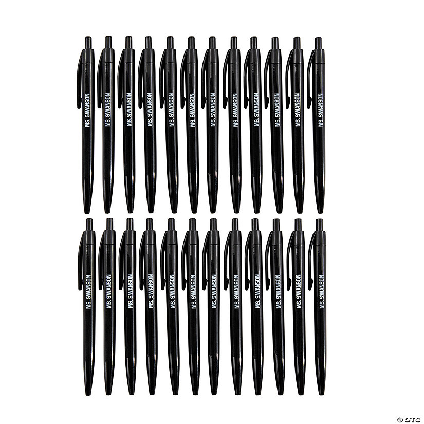 Personalized Black Retractable Pens - 24 Pc. Image