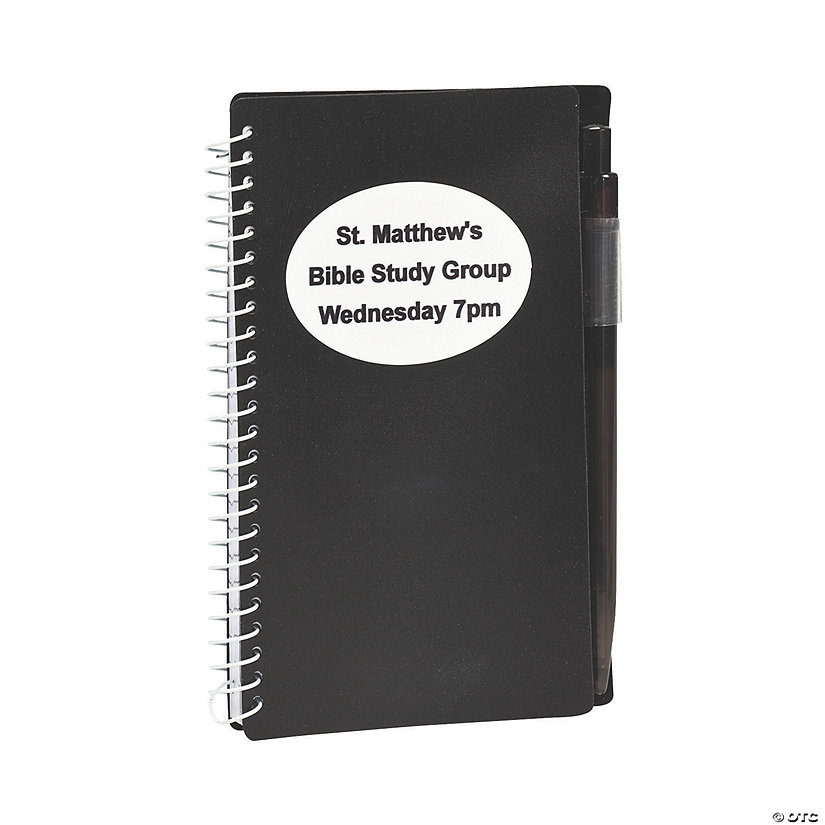 Personalized Black Spiral Notebooks with Pens 12 Pc. Oriental Trading