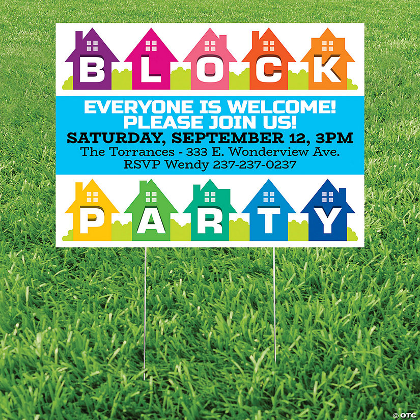 Personalized Block Party Yard Sign | Oriental Trading