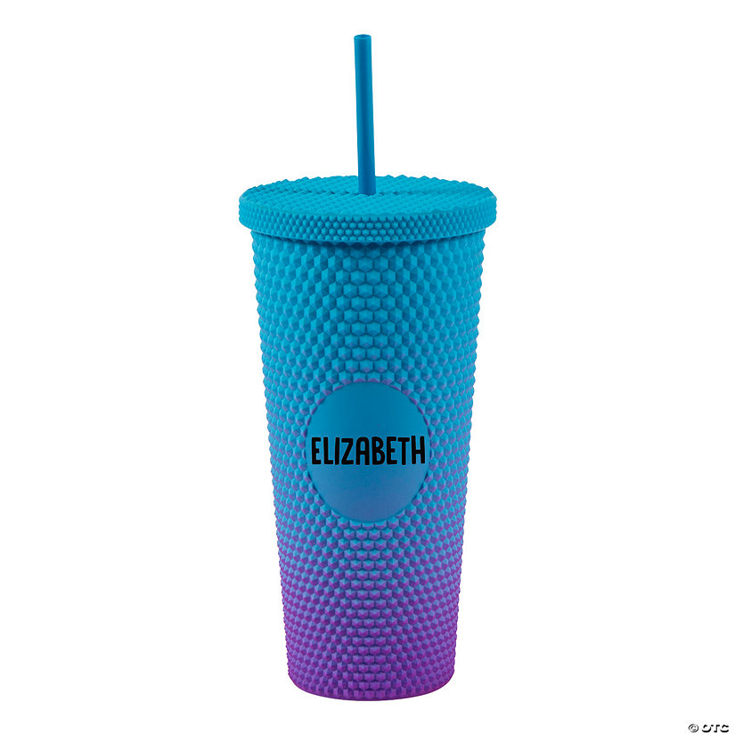 Personalized Blue & Purple Plastic Tumbler with Lid & Straw Image Thumbnail