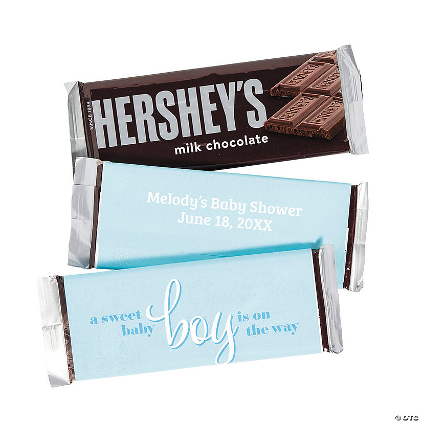 Personalized Blue Baby Shower Candy Bar Sticker Labels - 12 Pc. Image Thumbnail