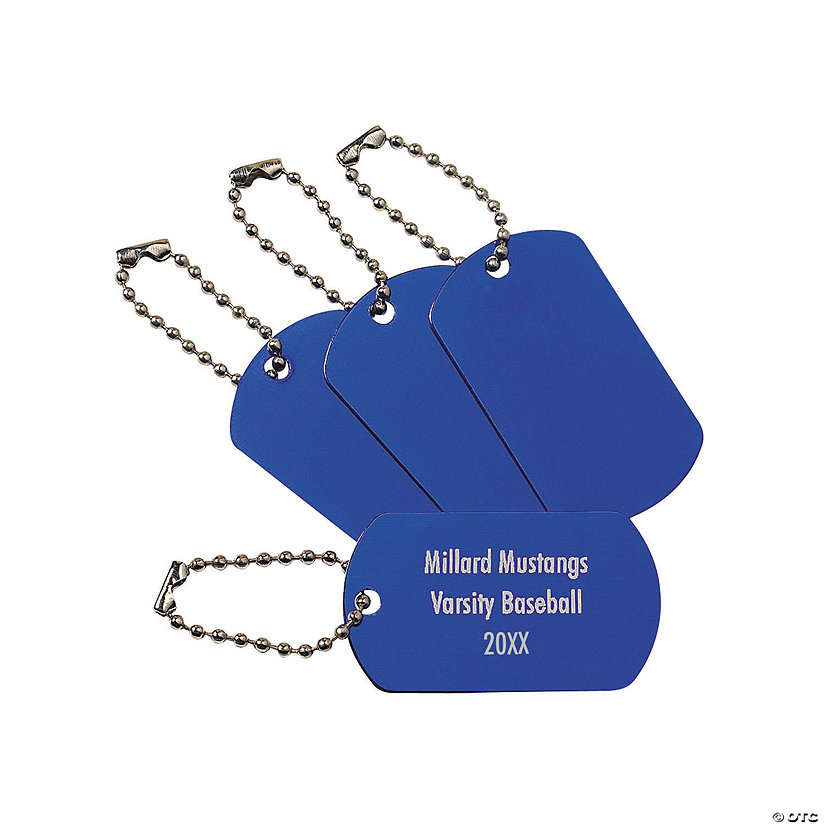 Personalized Blue Dog Tag Keychains - 12 Pc. Image