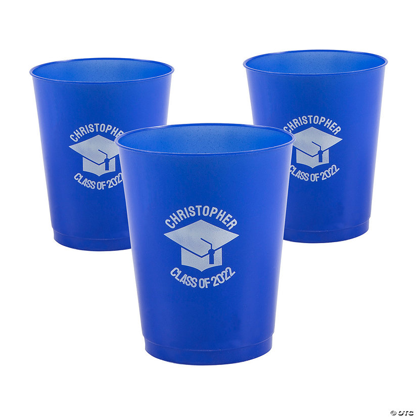Personalized Blue Graduation Cap Stadium Cups 50 Pc. Oriental Trading