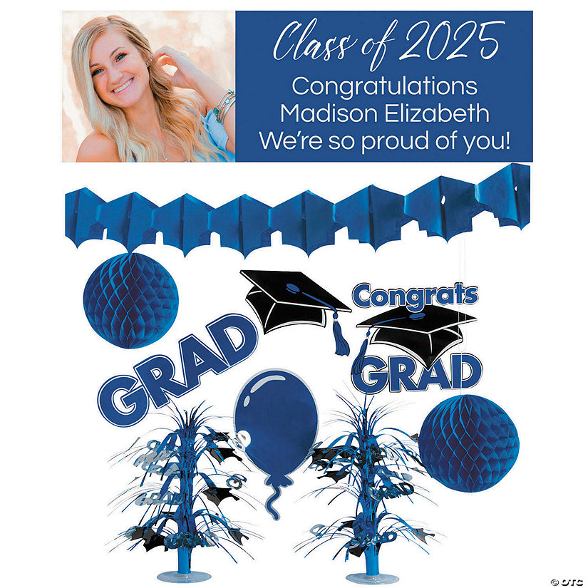 Personalized Blue Graduation Party Decorating Kit - 10 Pc. Image