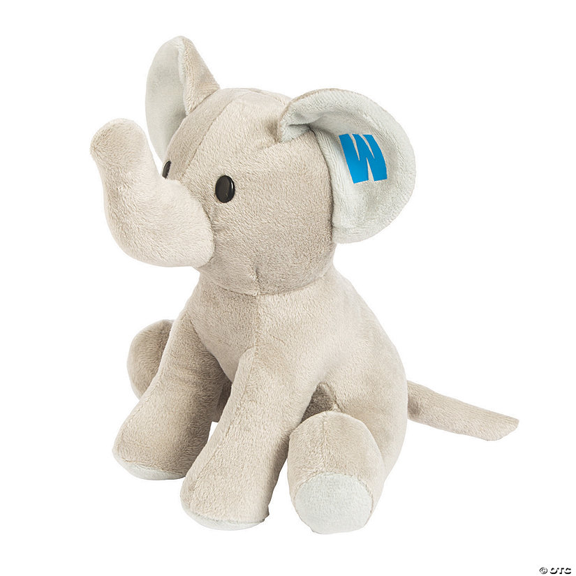 Personalized Blue Monogrammed Ring Bearer Stuffed Elephant Image Thumbnail
