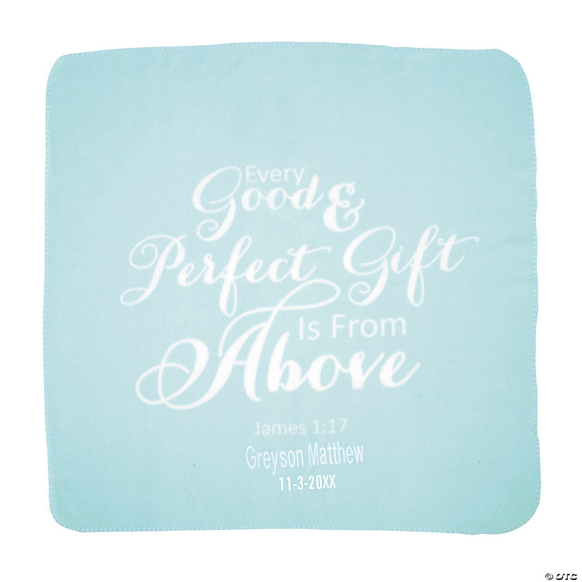 Personalized Blue Religious Baby Blanket Image