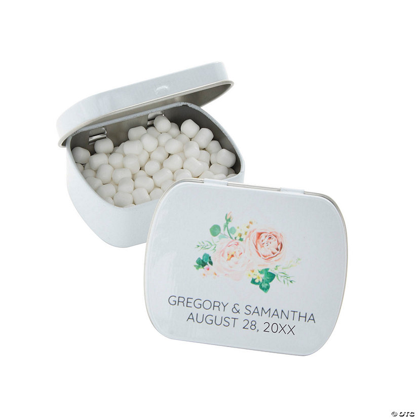 Personalized Blush Floral Mint Tins - 24 Pc. Image