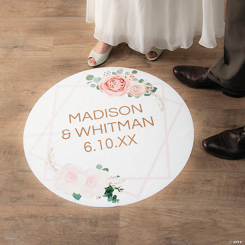 Personalized Blush Floral Wedding Floor Cling Image Thumbnail