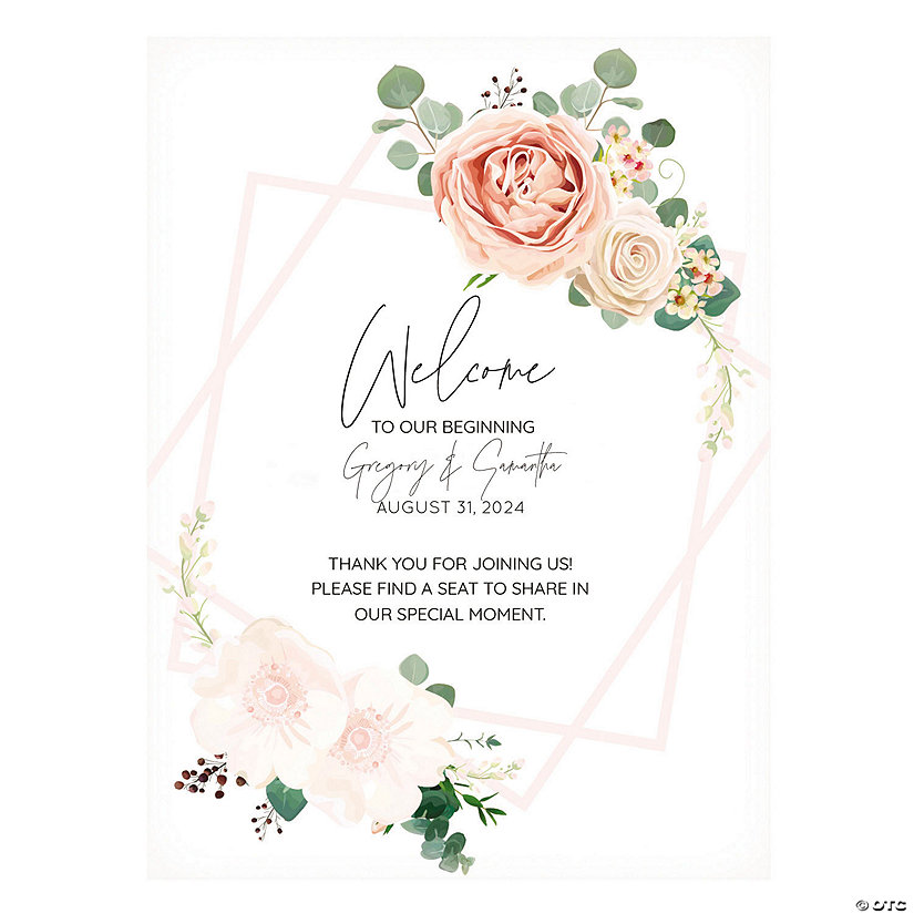 Personalized Blush Floral Wedding Sign Image