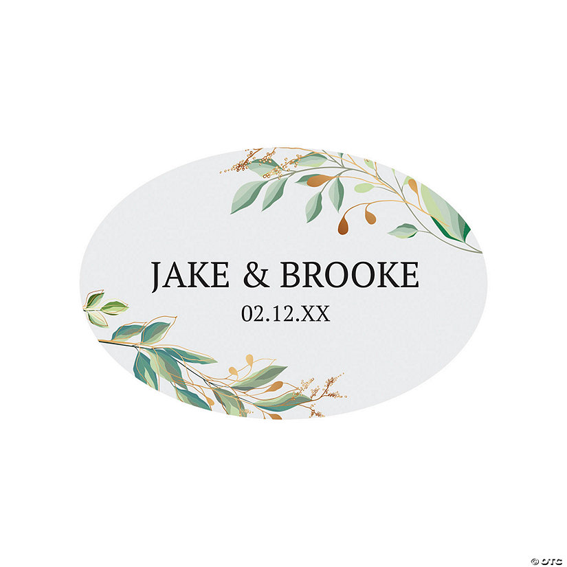 Personalized Botanical Oval Favor Stickers - 144 Pc. Image Thumbnail