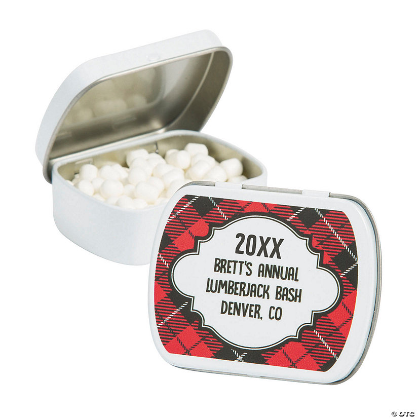 Personalized Buffalo Plaid Mint Tins - 24 Pc. Image