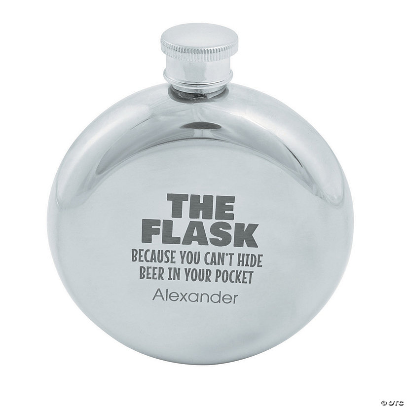 Personalized Can&#8217;t Hide Beer Round Flask Image Thumbnail