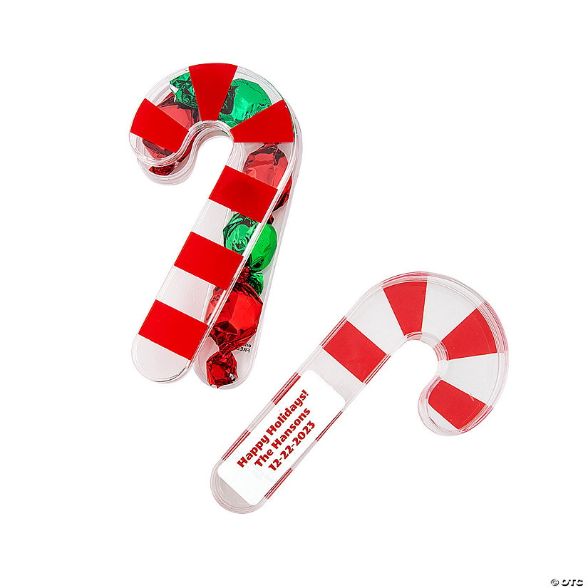 Personalized Candy Cane-Shaped Favor Containers - 12 Pc. Image Thumbnail