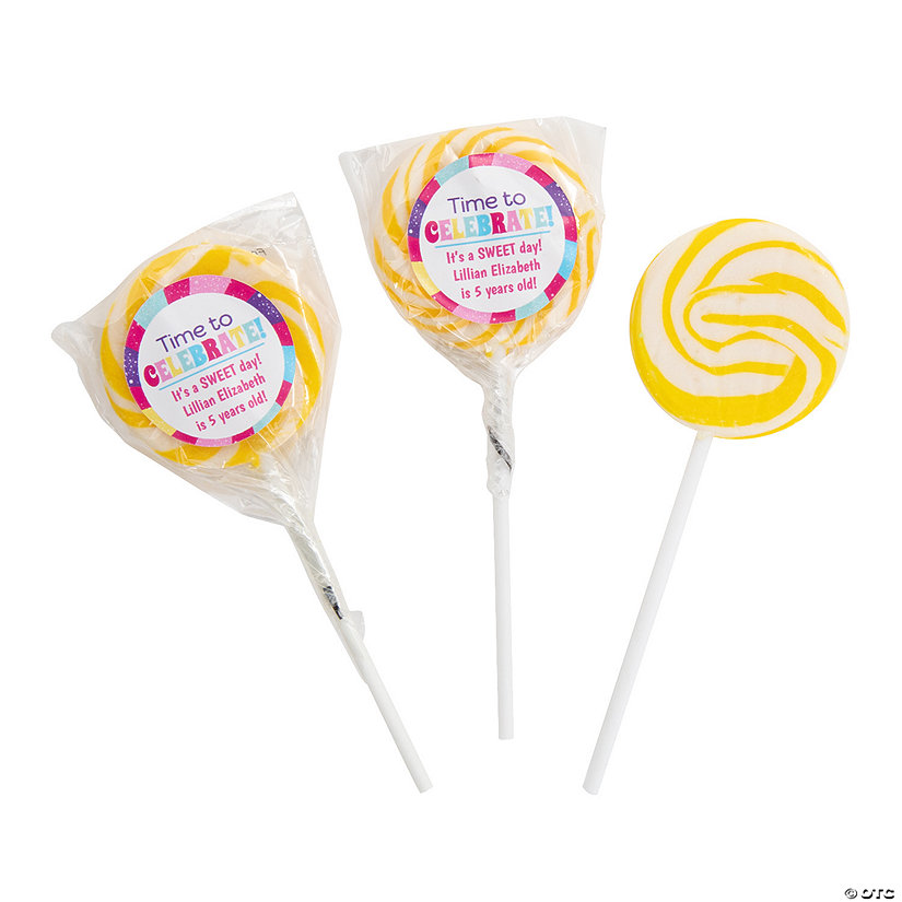 Personalized Candy World Swirl Lollipops 24 Pc. Oriental Trading
