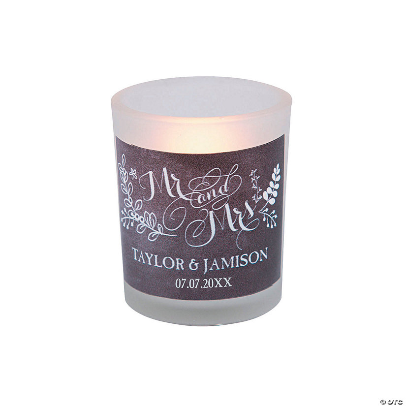 Personalized Chalkboard Floral Votive Candle Holders - 12 Pc. Image Thumbnail