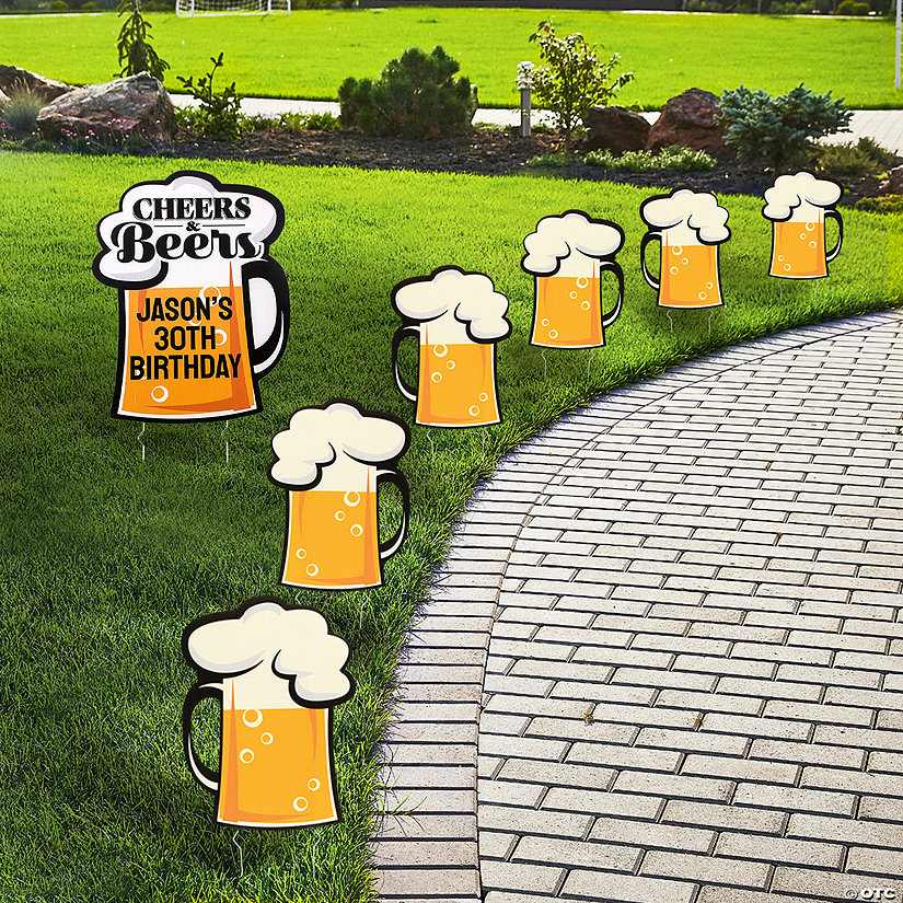 Personalized Cheers & Beers Yard Sign Kit - 7 Pc. | Oriental Trading