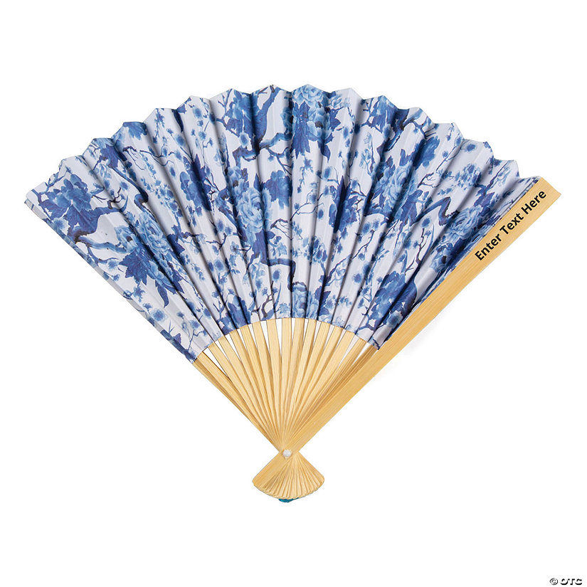 Personalized Chinoiserie Paper Hand Fans - 12 Pc. Image