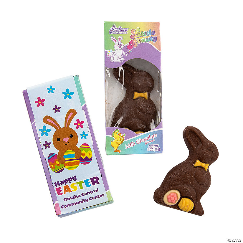 Personalized Chocolate Bunnies Easter Candy 24 Pc.