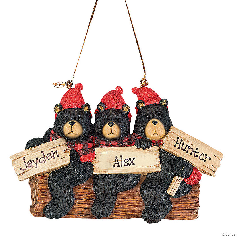 Personalized Christmas Ornament - Three Black Bears Image