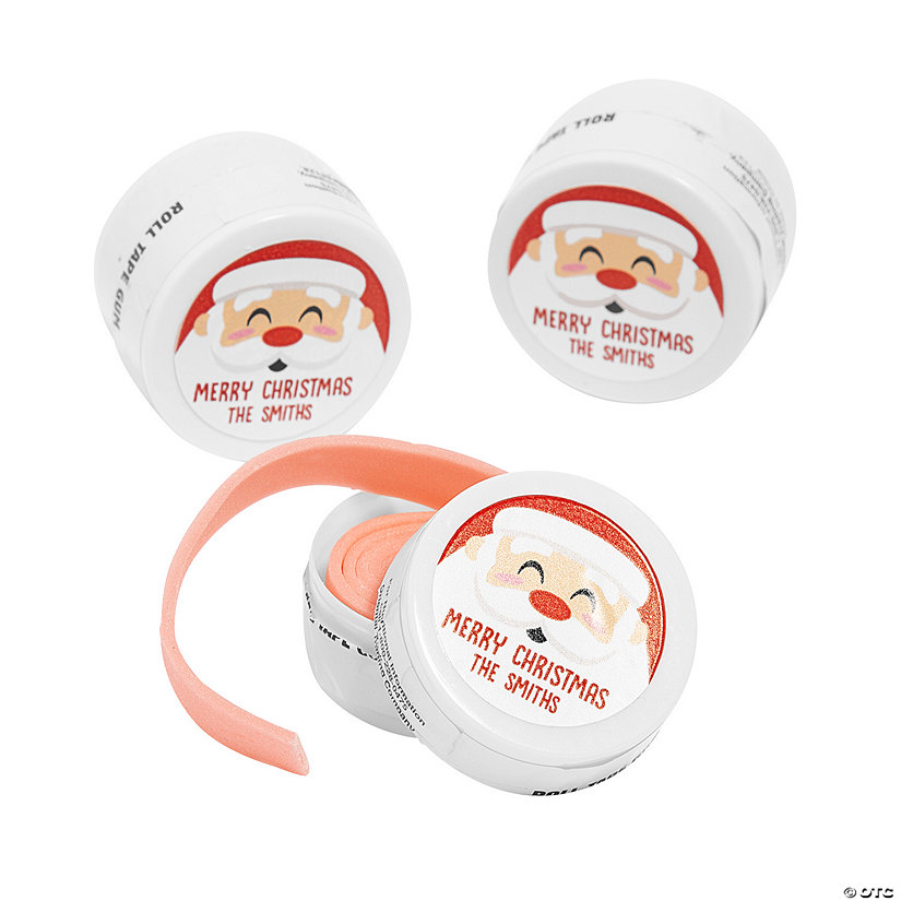 Personalized Christmas Santa Roll Tape Gum - 12 Pc. Image Thumbnail