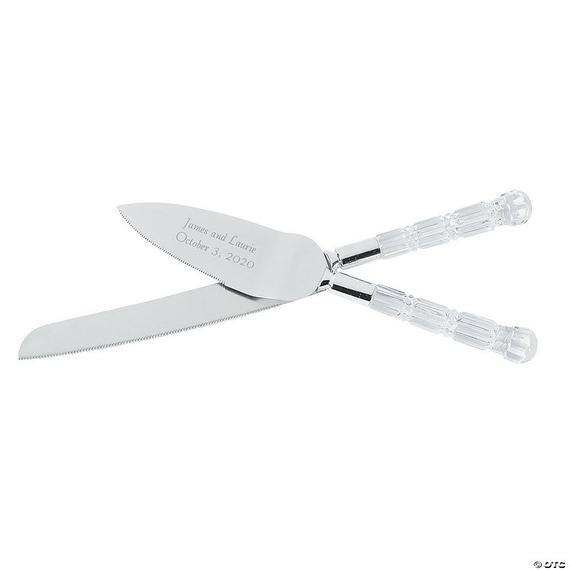 Personalized Clear Handle Wedding Cake Knife & Server Set