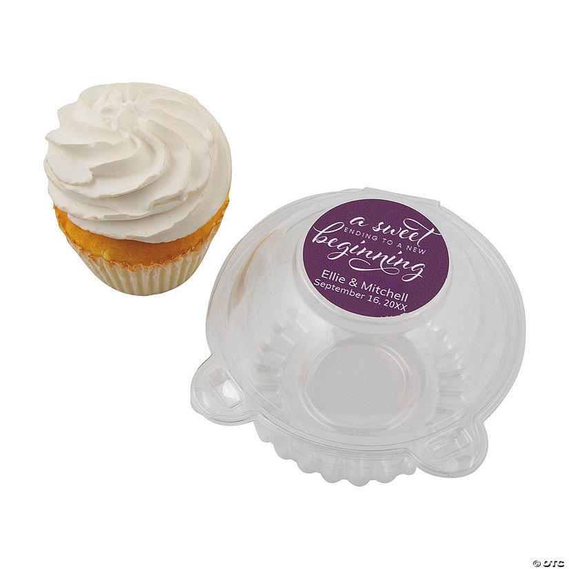 Personalized Clear Wedding Cupcake Clamshells - 12 Pc. Image Thumbnail
