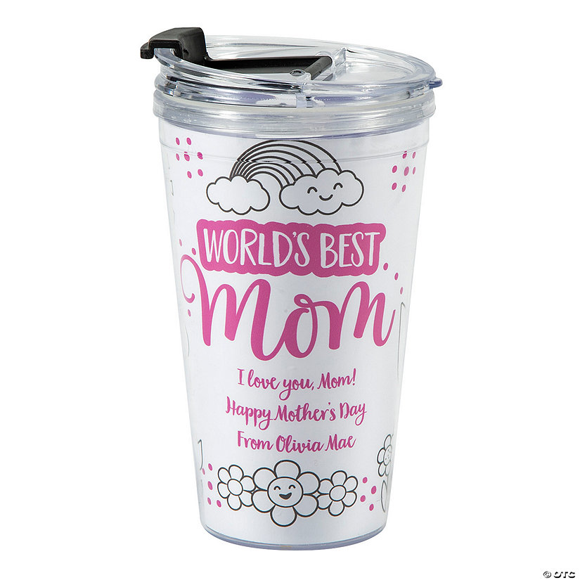 Personalized Color Your Own Mother&#8217;s Day Plastic Travel Mug Image Thumbnail