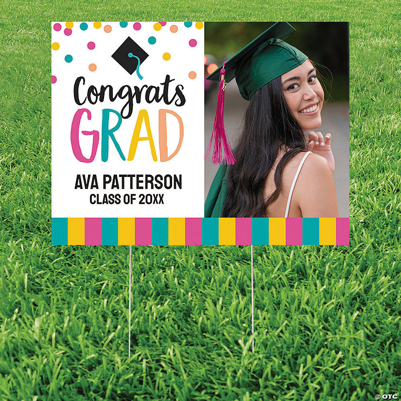 Personalized Congrats Girl Graduation Custom Photo Yard Sign Image Thumbnail