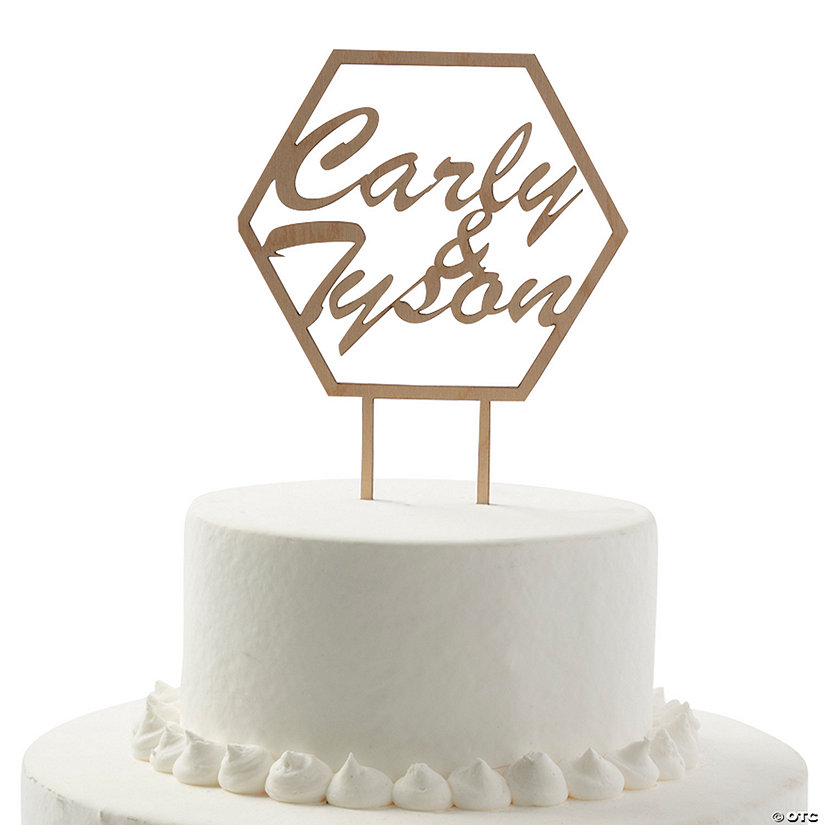 Personalized Couple&#8217;s Names Geometric Cutout Wedding Cake Topper Image