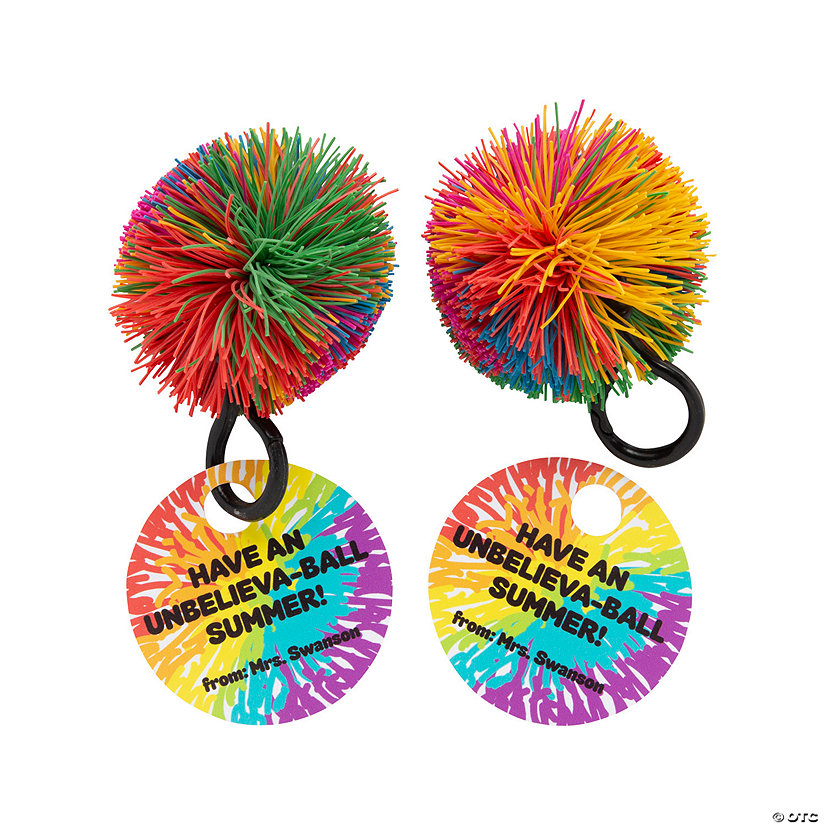 Personalized Cushy Ball Backpack Clip with Card for 12 Image