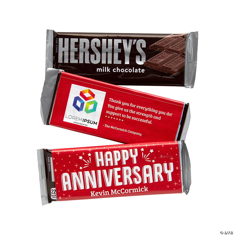 Personalized Custom Logo Work Anniversary Candy Bar Labels - 12 Pc. Image