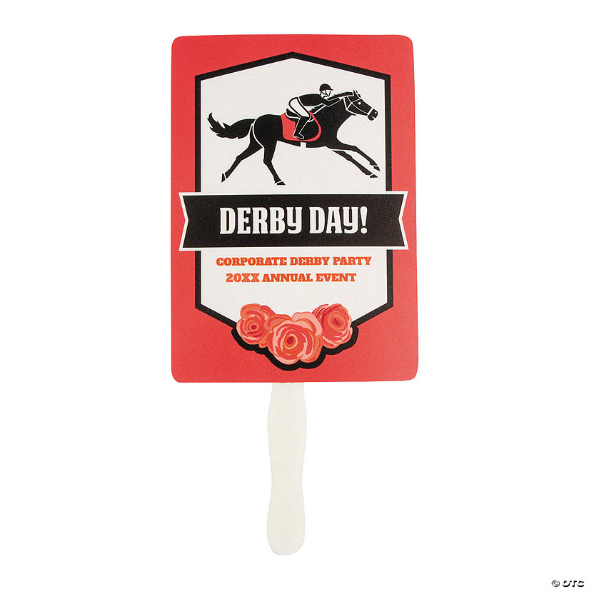 Personalized Derby Hand Fans - 12 Pc. Image Thumbnail