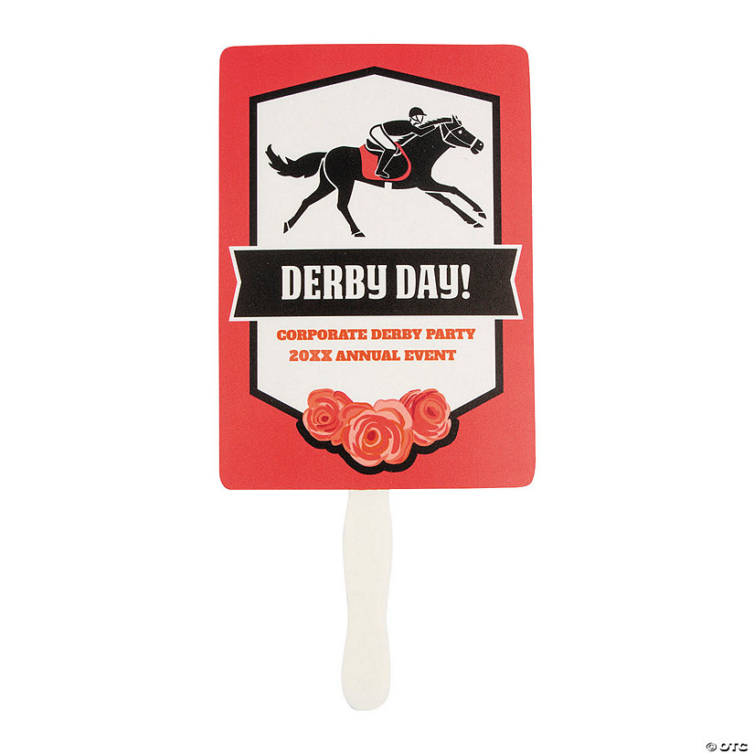 Personalized Derby Hand Fans - 12 Pc. Image