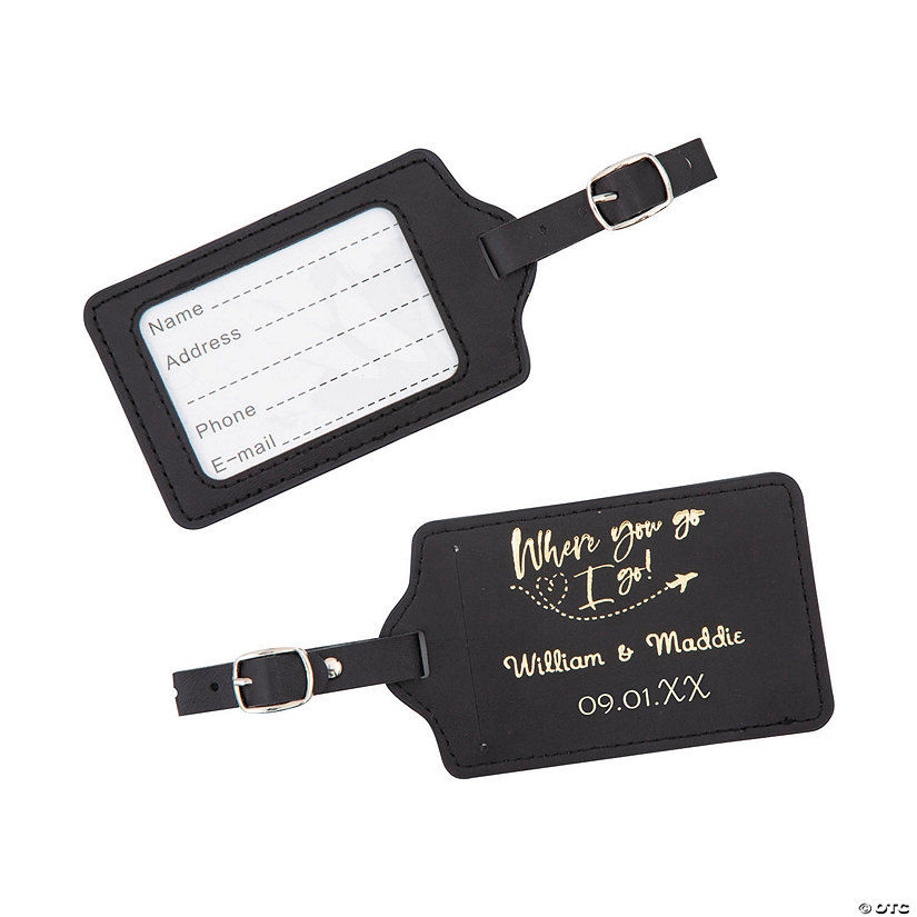 Personalized Destination Wedding Faux Leather Luggage Tags 12 Pc