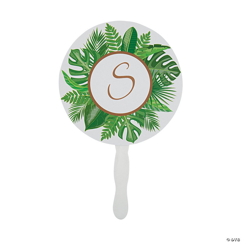 Personalized Destination Wedding Monogram Hand Fans - 12 Pc. Image