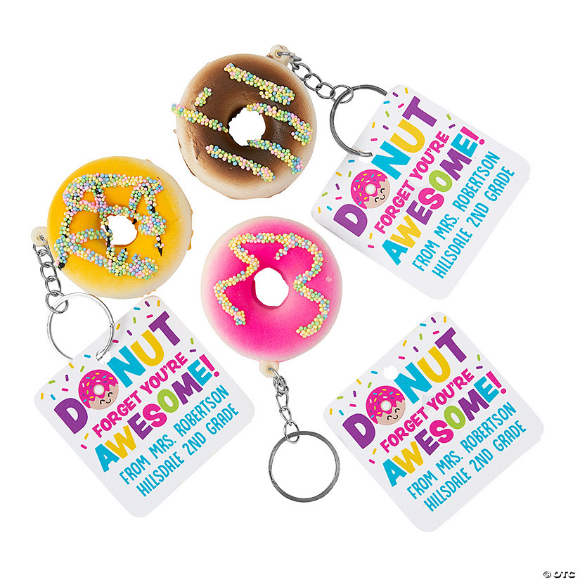 Personalized Donut Slow-Rising Squishy Keychain Valentine Exchanges with Card for 24 Image