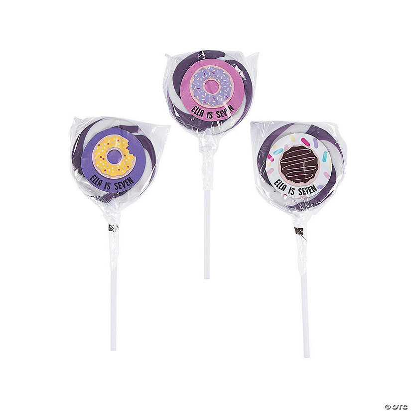 Personalized Donut Sprinkles Swirl Lollipops - 24 Pc. Image Thumbnail