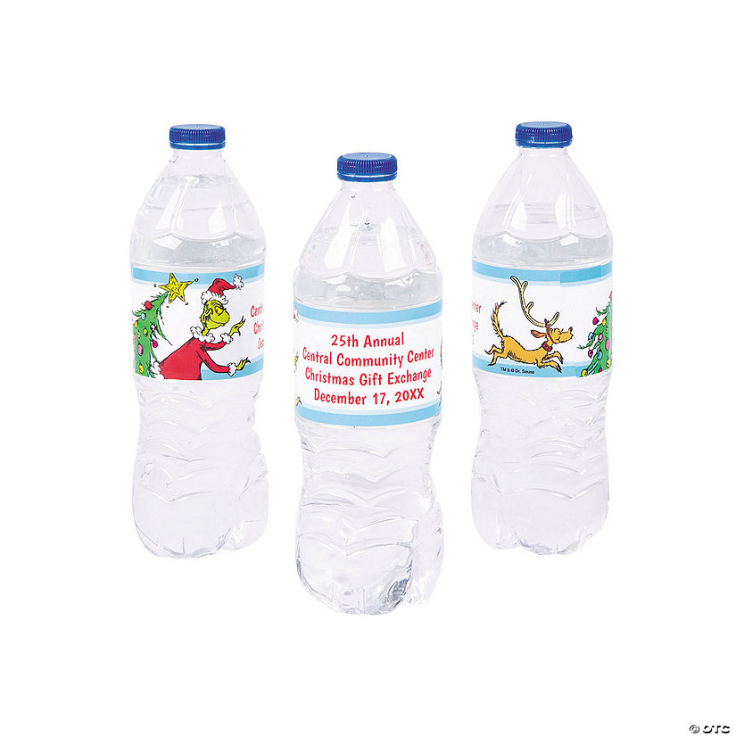 Personalized Dr. Seuss<sup>&#8482;</sup> The Grinch Water Bottle Labels - 50 Pc. Image Thumbnail