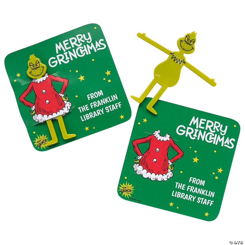 Personalized Dr. Seuss&#8482; The Grinch Bendables Christmas Exchanges with Card for 24 Image