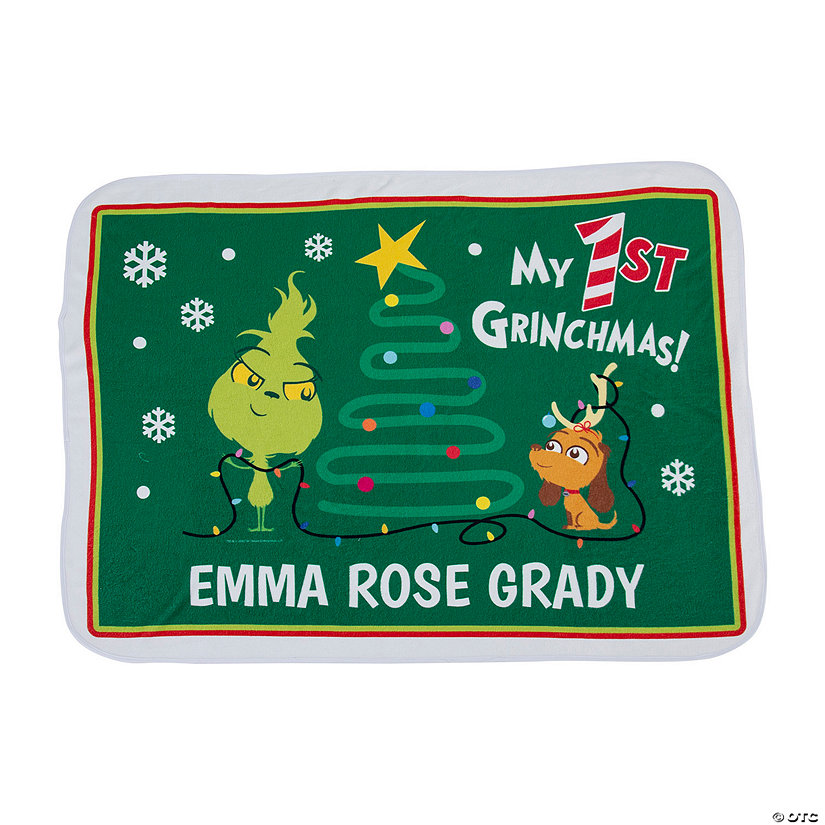 Personalized Dr. Seuss&#8482; The Grinch First Grinchmas Baby Blanket Image