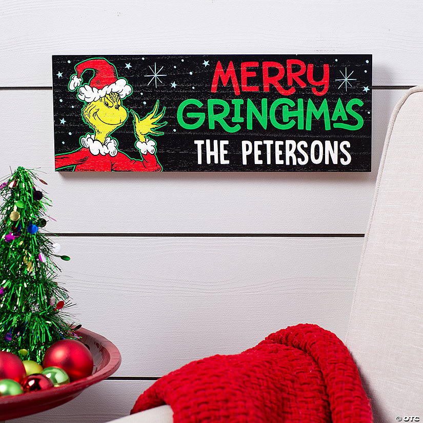 Personalized Dr. Seuss&#8482; The Grinch Merry Grinchmas Wooden Sign Image Thumbnail