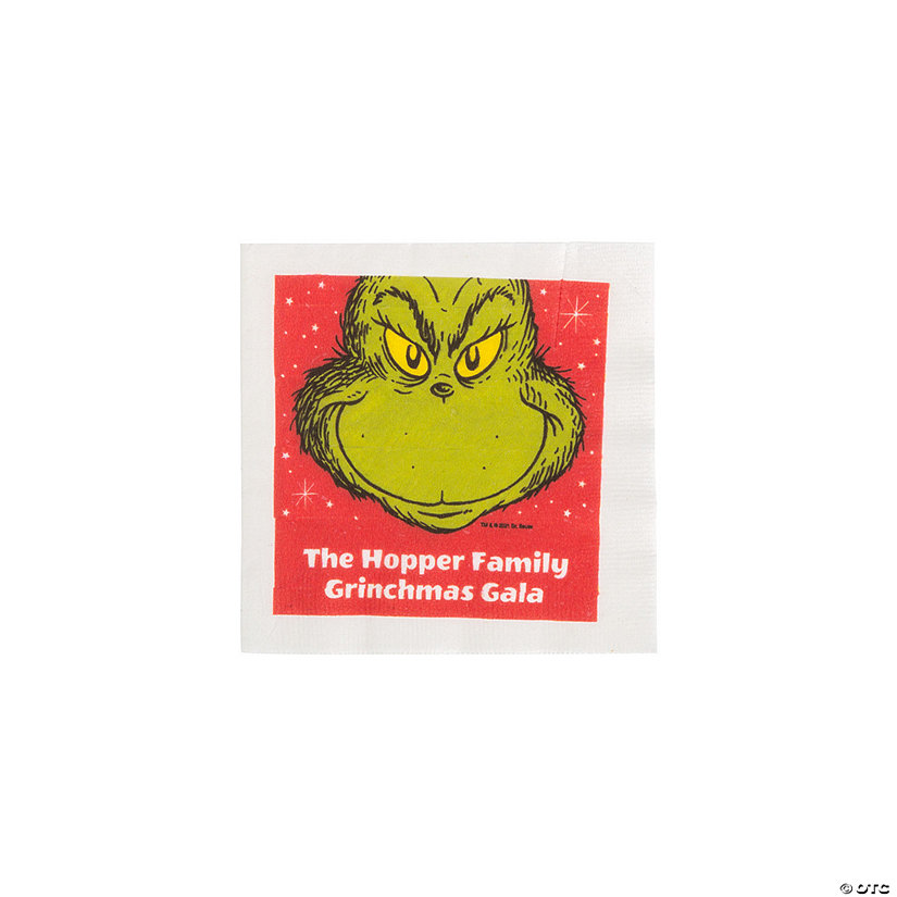 Personalized Dr. Seuss&#8482; The Grinch Paper Beverage Napkins - 50 Ct. Image Thumbnail
