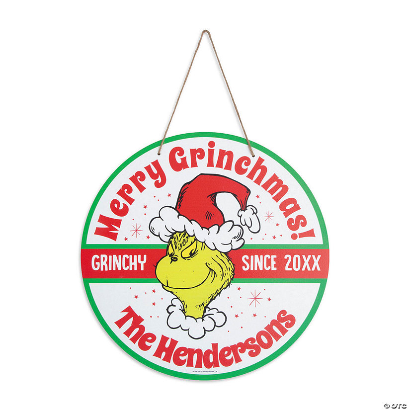 Personalized Dr. Seuss&#8482; The Grinch Round Door Sign Image Thumbnail