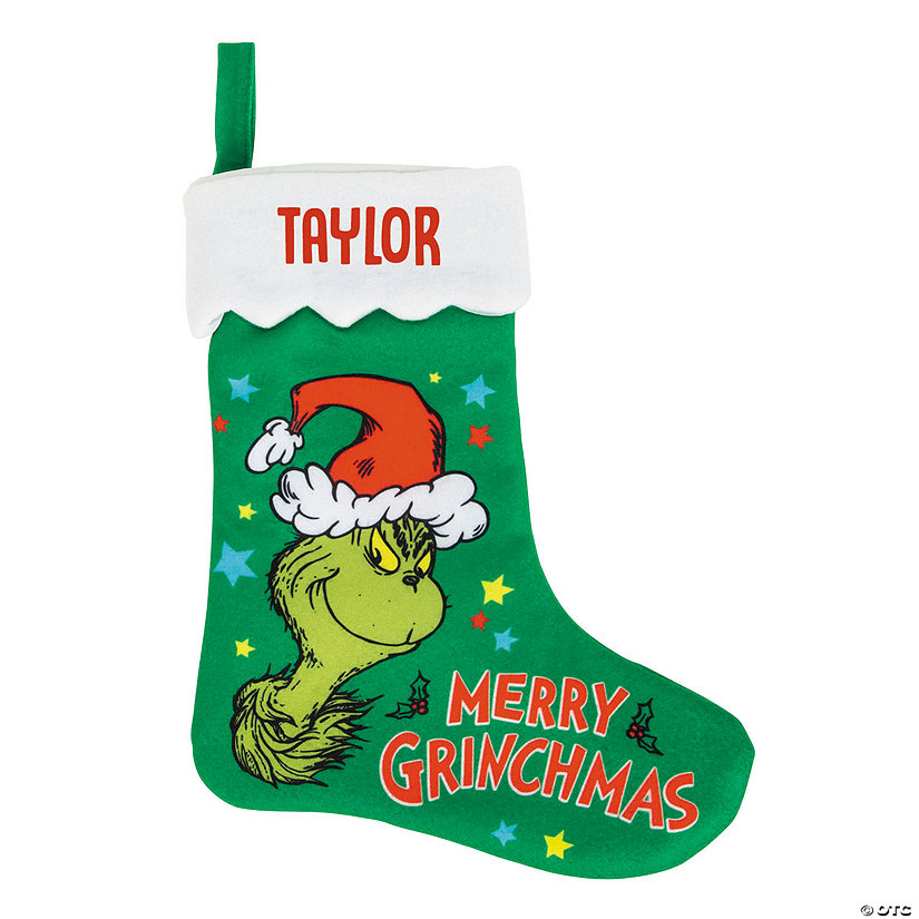 Personalized Dr. Seuss&#8482; The Grinch Stocking with Red Font Image Thumbnail