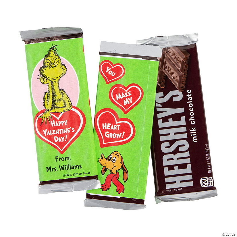 Personalized Dr. Seuss&#8482; The Grinch Valentine&#8217;s Day Candy Bar Labels - 12 Pc. Image Thumbnail