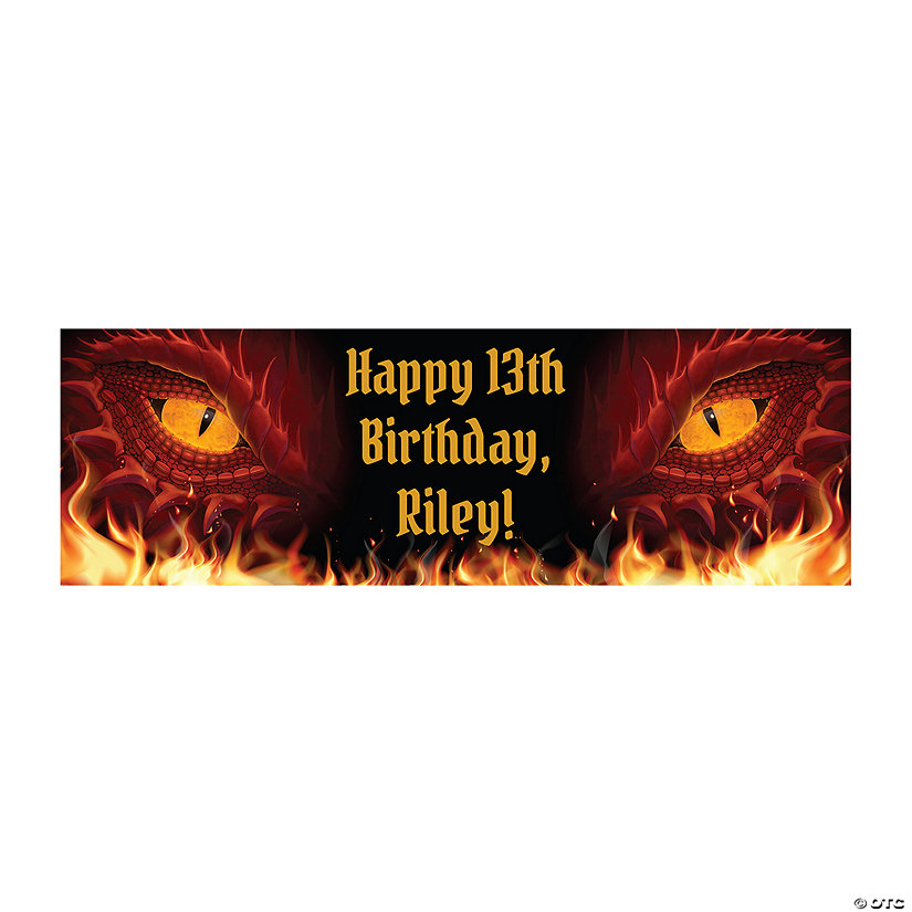 Personalized Dragon Party Banner - Medium Image